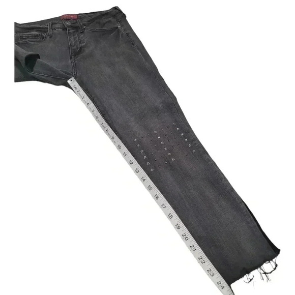 Guess Jeans Grey Black Acid Wash Gem Split Ankle Raw Distressed Hem Skinny Jeans - Picture 10 of 11